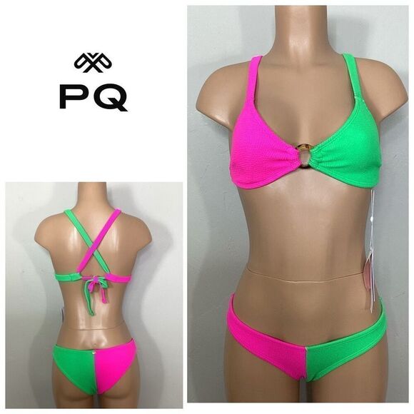 New. Pilyq two toned teeny bikini set. Small. Retails $168 - Picture 1 of 8